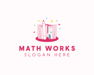 Math - Book Learning Kindergarten logo design