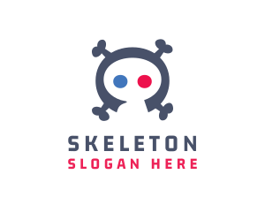 Skull Head Skeleton logo design