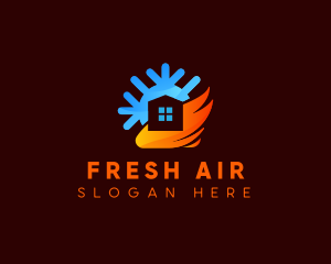 House Flame Snowflake HVAC logo design