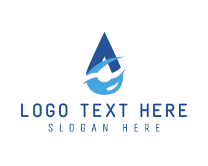 Wave - Droplet Letter A logo design