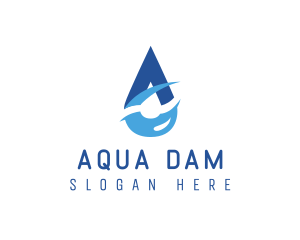 Dam - Droplet Letter A logo design