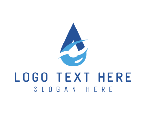 H2o - Droplet Letter A logo design