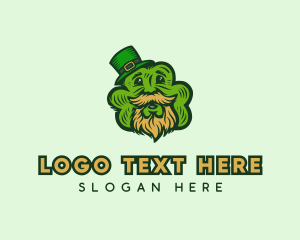 Beard - Old Man Leprechaun Shamrock logo design