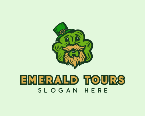 Ireland - Old Man Leprechaun Shamrock logo design