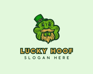 Old Man Leprechaun Shamrock logo design