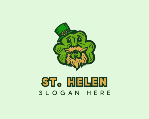 Old Man Leprechaun Shamrock logo design