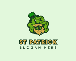 Old Man Leprechaun Shamrock logo design