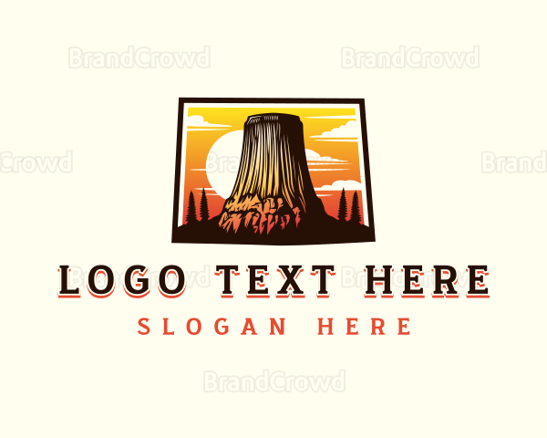 Mountain Sunset Landscape Logo