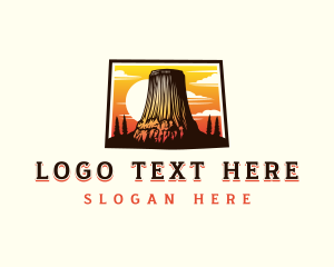 Map - Mountain Sunset Landscape logo design