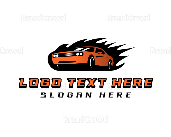 Flaming Car Speed Logo