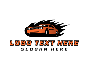 Racing - Flaming Car Speed logo design