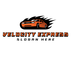 Flaming Car Speed logo design