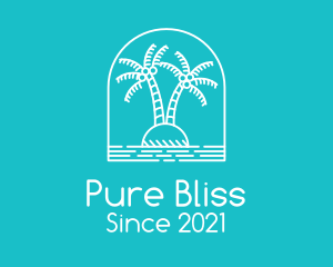 White - Coconut Tree Summer Island logo design