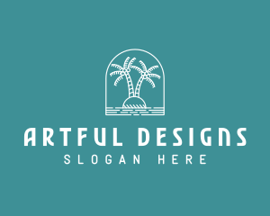 Coconut Tree Summer Island  logo design