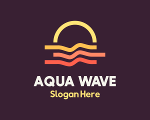 Beach Sunset Wave logo design