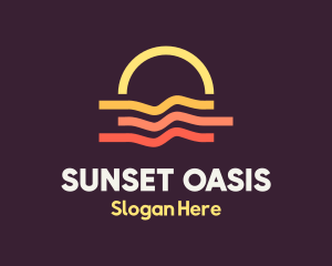 Beach Sunset Wave logo design