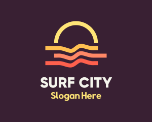 Beach Sunset Wave logo design