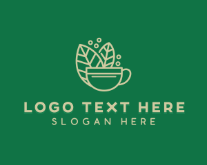 Line Art - Coffee Cup Leaf logo design