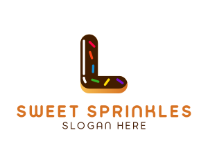 Sprinkles - Sweet Donut Letter L logo design