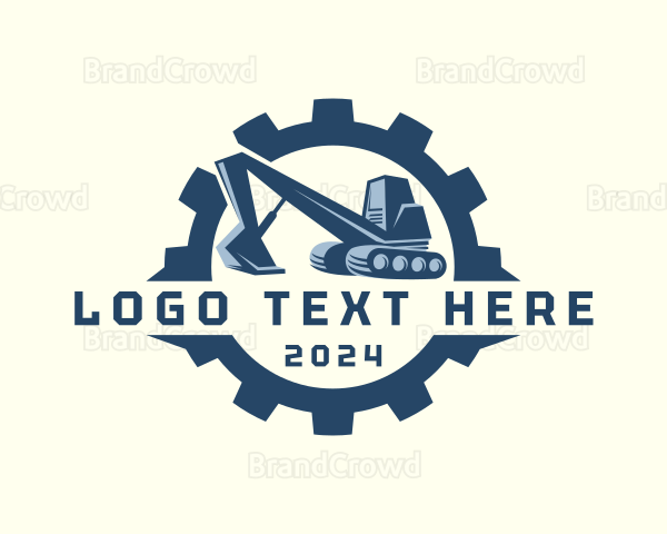 Construction Cogwheel Excavator Logo