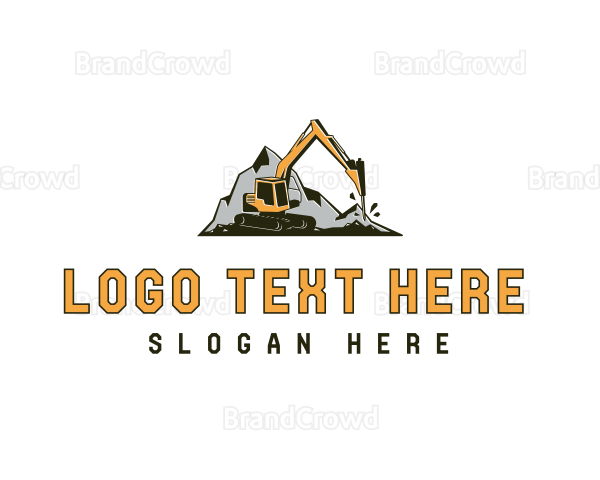 Excavator Driller Construction Machinery Logo