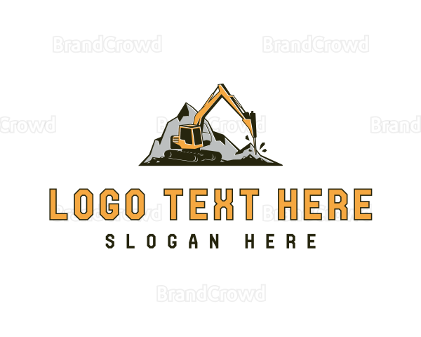 Excavator Driller Construction Machinery Logo