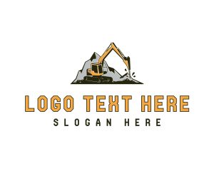 Builder - Excavator Driller Construction Machinery logo design