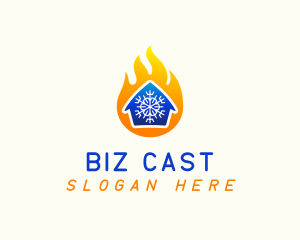 Hot - Cold House Flame logo design