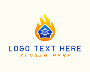 Hvac - Cold House Flame logo design