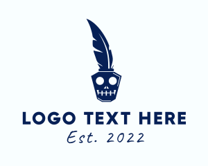 Spooky - Blue Skull Pencil logo design