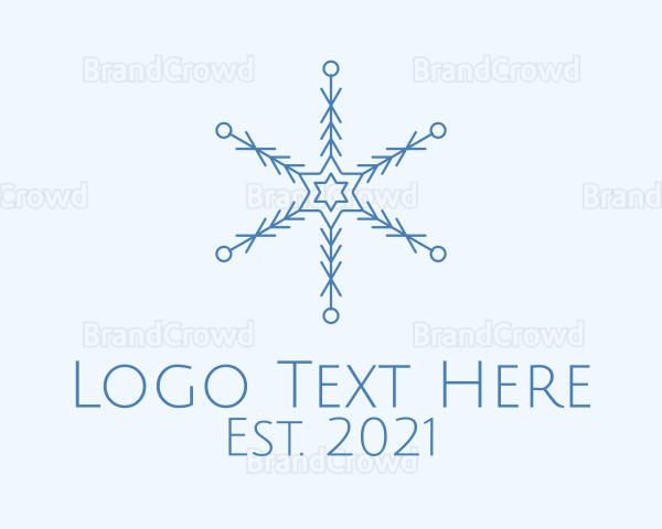 Blue Line Art Snowflake Logo