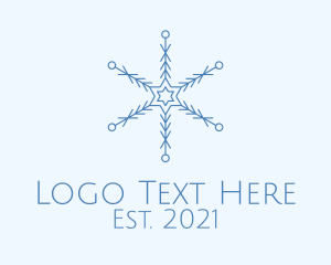 Blizzard - Blue Line Art Snowflake logo design