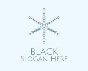 Blue Line Art Snowflake Logo
