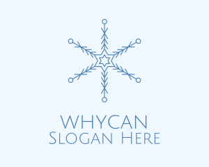 Blue Line Art Snowflake Logo