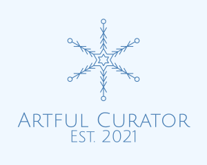 Blue Line Art Snowflake logo design