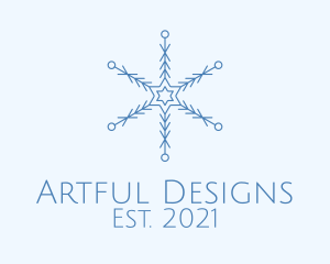 Blue Line Art Snowflake logo design