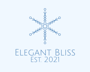 Pattern - Blue Line Art Snowflake logo design