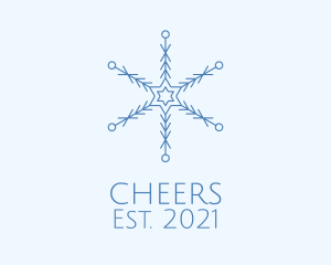 Snow - Blue Line Art Snowflake logo design