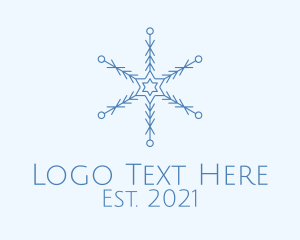 Winter Season - Blue Line Art Snowflake logo design