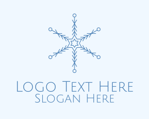 Blue Line Art Snowflake Logo