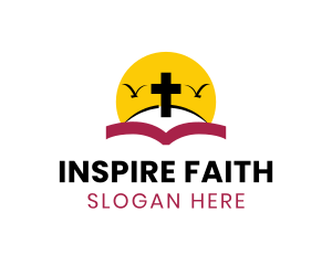 Preach - Religion Holy Cross Sunrise logo design