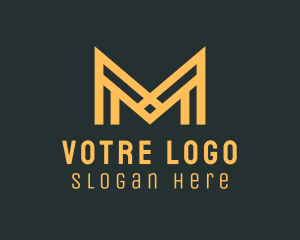 Golden Business Letter M logo design