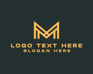 Golden Business Letter M logo design