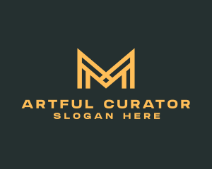 Golden Business Letter M logo design