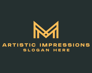 Golden Business Letter M logo design