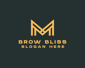 Golden Business Letter M logo design