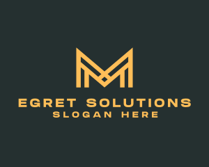 Golden Business Letter M logo design