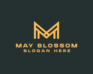 Golden Business Letter M logo design