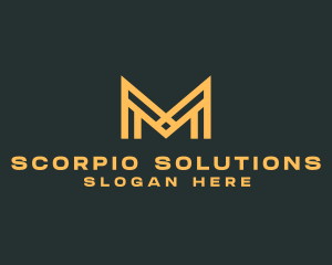 Golden Business Letter M logo design