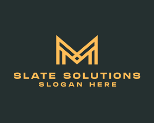 Golden Business Letter M logo design